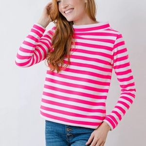 Dudley Stephens Brighton Boatneck Striped Neon Pink Size S